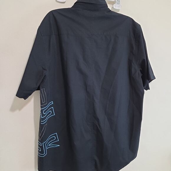 Quicksilver Men’s Quick Silver Print Pattern Navy Blue Short Sleeve Shirt - LG - Picture 4 of 4